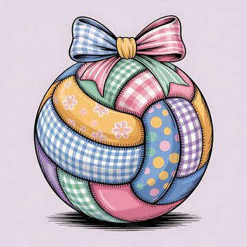 whimsical patchwork volleyball with bow
