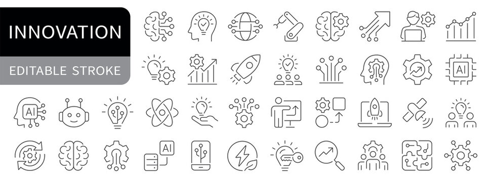 Innovation simple line icons set. vector. editable stroke