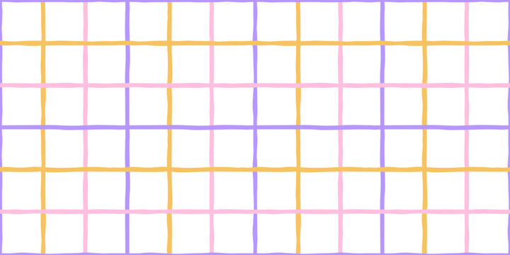 Tablecloth cute bg with gingham watercolor pattern and wavy pink line. Seamless check checker with textile stationery easter and fabric white children. Background grid packaging with kids.