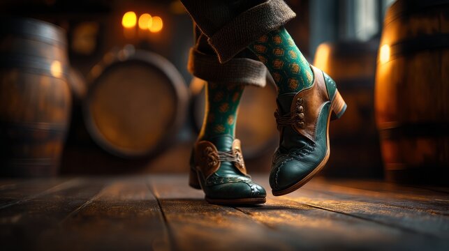 Traditional Irish Step Dance Shoes on Wooden Floor in Cozy Setting