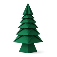Obraz premium A stylized green geometric tree made of interconnected triangular shapes.