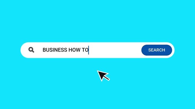Animated search bar with cursor typing Business How to Start and clicking search