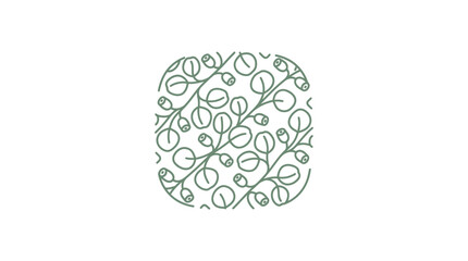 Seamless eucalyptus branch pattern, minimalist line art, organic design, natural elements © galerymaregi