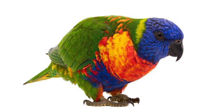 Rainbow lorikeet parrot with vibrant plumage, isolated on transparent background