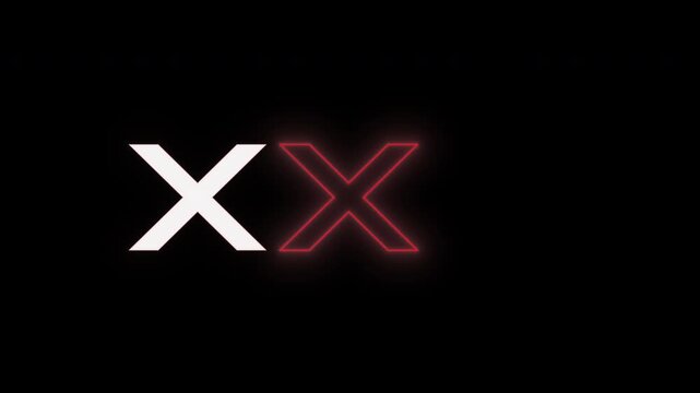 Creative triple x title animation loop pack with 3 variant versions showing glowing red neon lines tracing bold text characters onto a black background vfx