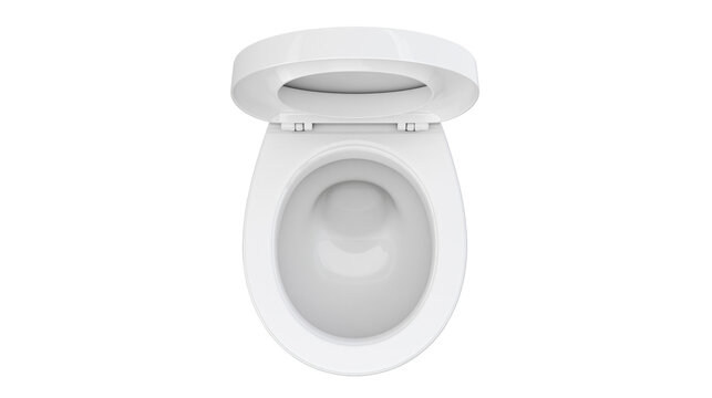Modern white ceramic toilet bowl with open lid, isolated on transparent background