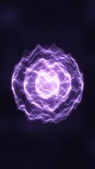 Fototapeta premium Vibrant purple glowing digital particle sphere showing energy waves for cybersecurity wallpaper.