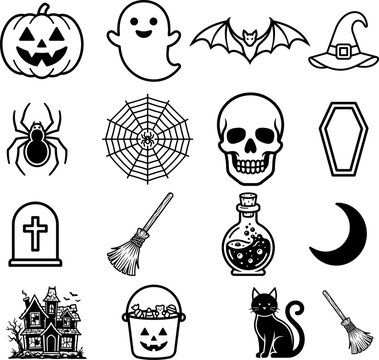 silhouette, halloween, vector, pumpkin, ghost, bat, illustration, darkness, holiday, sorcerer, artwork, creature, vampire, graphic, flying, mystery, fear, horror, monster, fantasy, magic, signs, ribbo