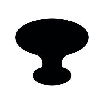 Black silhouette of a round furniture cabinet knob on a white background