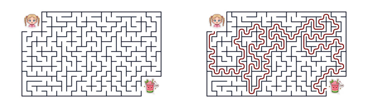 A maze is a children's puzzle. Find the way out.