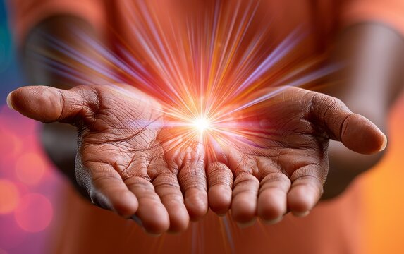 Divine Benediction: Hands Bestowing Favor with Luminous Radiance
