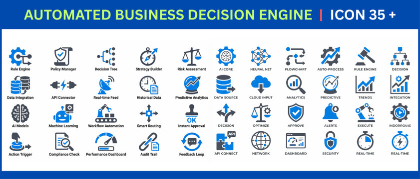 Automated Business Decision Engine Icon Set