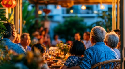 Fototapeta premium Family Gathering Celebration for New Year with Friends and Loved Ones