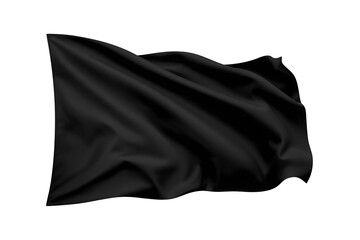 Fototapeta premium Black flag waving with blank copy space, symbolizing protest, surrender, or a new beginning, isolated