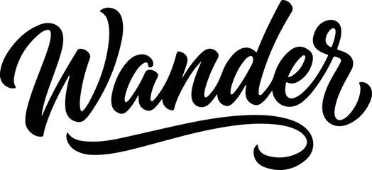 Wander script typography vector illustration on transparent background for travel designs and merchandise © Ammbia