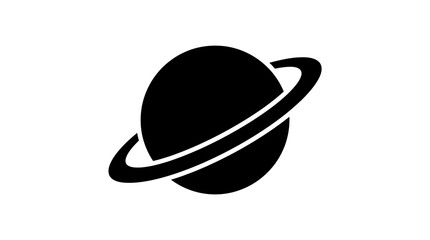Planet With Rings Silhouette Black Shape On White Background © Selim Studio