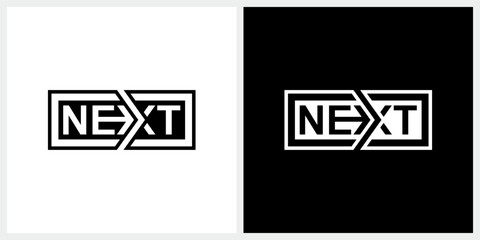 Next logo design, typography next for square with forward arrow logo design template © ZRpro