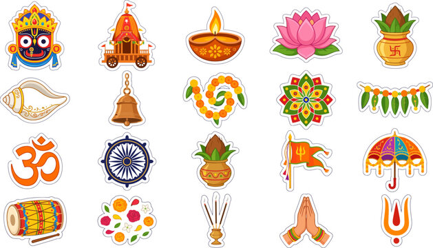 Hindu festival stickers and icons