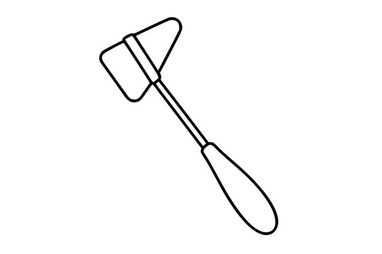 Neurological reflex hammer vector icon, clean hand drawn diagnostic tool with rubber head and handle, minimalist outline illustration for medical exam, nerve testing and clinic healthcare