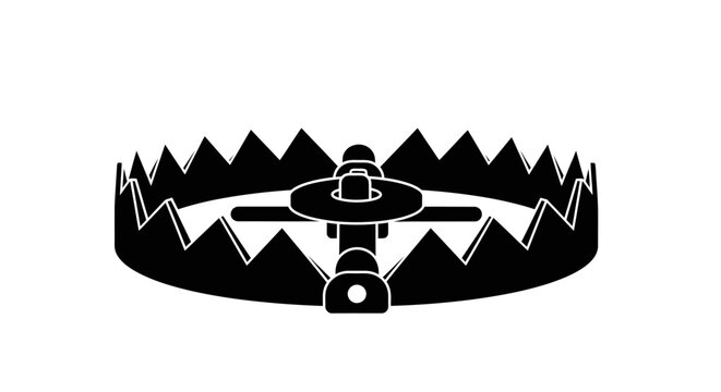 Animal trap with serrated jaws black silhouette
