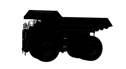 Large Mining Dump Truck Vehicle Silhouette Against White Background © Selim Studio