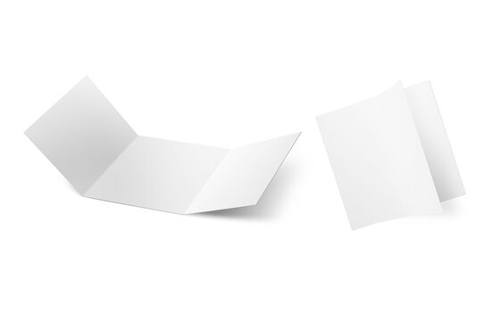 Blank tri-fold square brochure mockup isolated over backgrpund. 3d rendering.