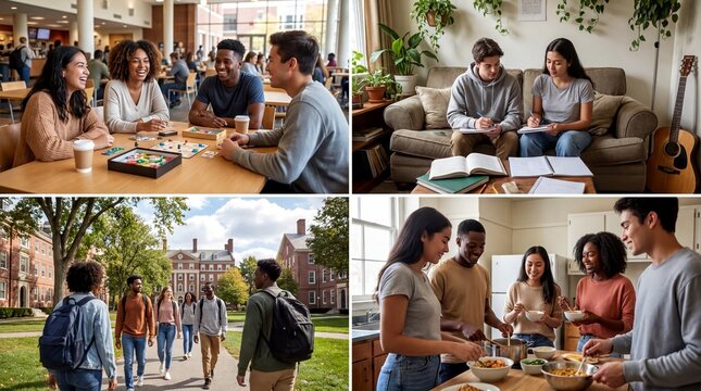 college life experience, a vibrant group of college students engaging in lively dormitory activities