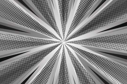 Black and White Abstract Radial Burst Background with Dynamic Geometric Rays, Monochrome Starburst Pattern Background for Modern Design, Retro Comic Style Explosion Background with High Contrast.