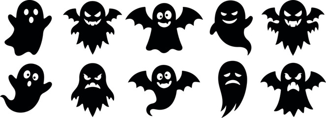 Obraz premium Cute little ghost holding lantern line art vector illustration for halloween. Halloween day ghost silhouettes spooky vector graphics for festive designs