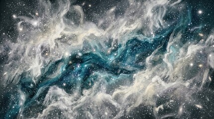 Fototapeta premium Cosmic nebula with starry galaxy core abstract space art