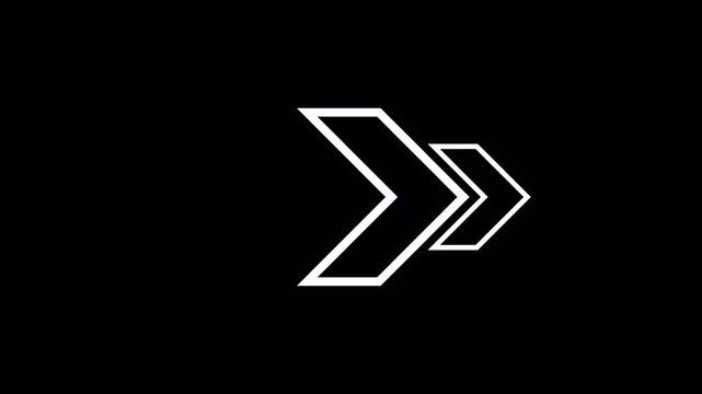Animated White Arrows Moving Right on Black Background