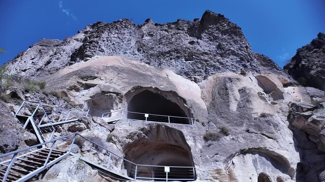 Vardzia cave monastery showcases ancient rock-cut architecture dating back to the Middle Ages, offering insight into historical Georgian heritage and past monastic life