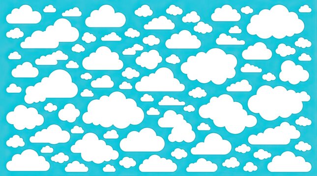 Bright teal background with repeating white cloud pattern
