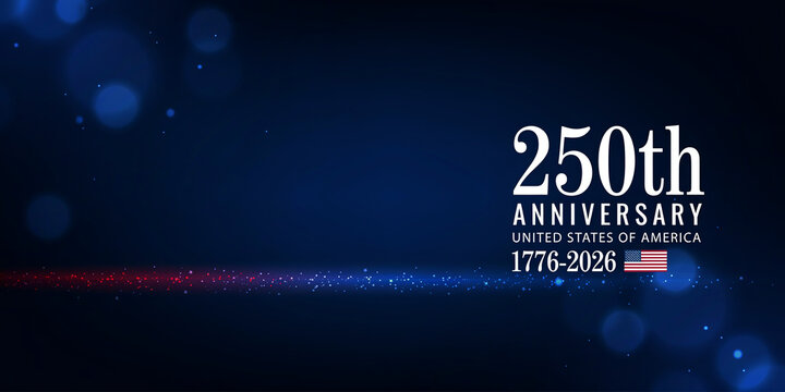 Blue Background with Glowing Lights Celebrating the 250th Anniversary of the United States of America 1776 to 2026