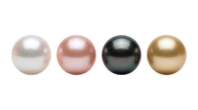Elegant glossy round pearls on transparent background
