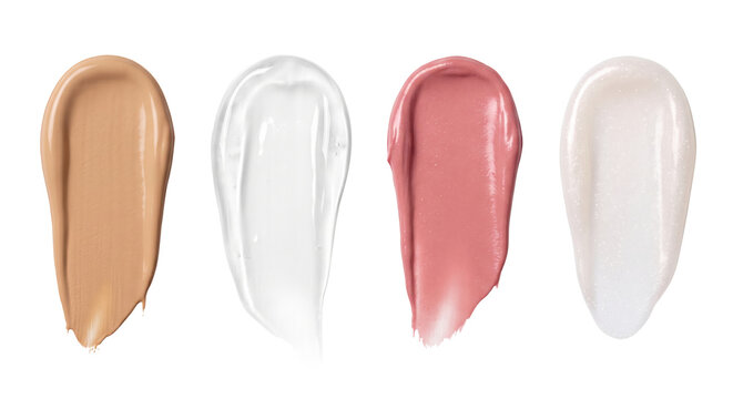 Creamy makeup foundation and concealer swatches set