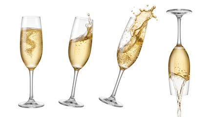Pouring champagne into glasses on transparent background © PNG Lab