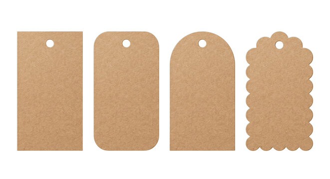 Blank kraft paper gift tags collection set