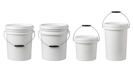 Blank white plastic buckets with metal handles © PNG Lab