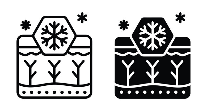 Skin care protection icon set showing epidermis layers with snowflake symbol for cold weather treatment frostbite prevention and cooling effect