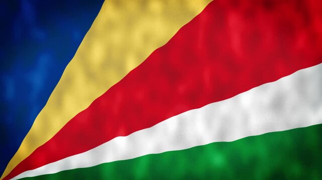 Seychelles National Flag Waving Animation With Realistic Fabric Texture. 4K Seamless Loop Of The Seychellois Flag With Realistic Fabric Movement, Patriotic Symbol. Independence And National Pride