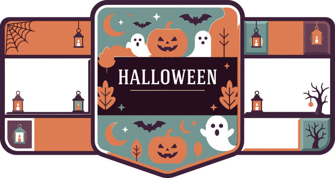 Halloween frame design with pumpkins ghosts and bats for seasonal marketing