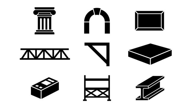 Set of architectural and structural engineering icons