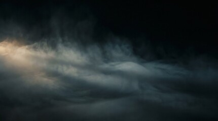 Naklejka premium Cinematic fog overlay with low-hanging atmospheric haze and faint lighting isolated on a black background