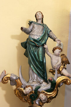 Our Lady, processional statue in the Parish church of Saints George and Euphemia in Rovinj, Croatia