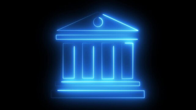 Glowing neon home button. Home location marker symbol. House icon neon glowing light on black background 4K video animation.