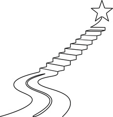 Obraz premium Linear Staircase To A Star Black And White Silhouette