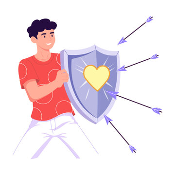 Illustration of a person holding a shield symbolizing emotional protection.