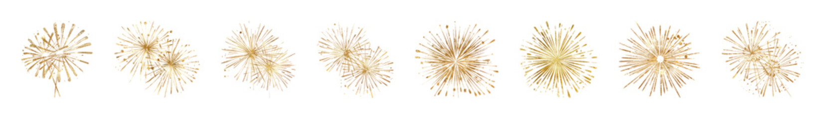 Obraz premium PNG Golden fireworks burst pattern on transparent background