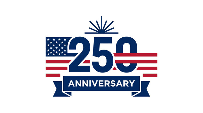 Anniversary 250 logo design featuring United States flag elements in a professional flat vector graphic style